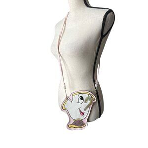 Disney Chip Beauty & The Beast Crossbody Bag Purse Pink Faux Leather Zipper